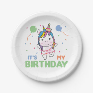 Birthday Unicorn For Kids It's My Birthday Paper Plates