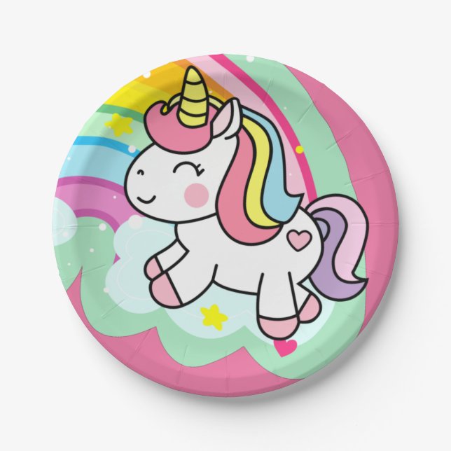 Birthday Unicorn  Paper Plates (Front)