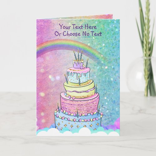 Birthday Unicorn Rainbow Purple Pink Glitter Ombre Card