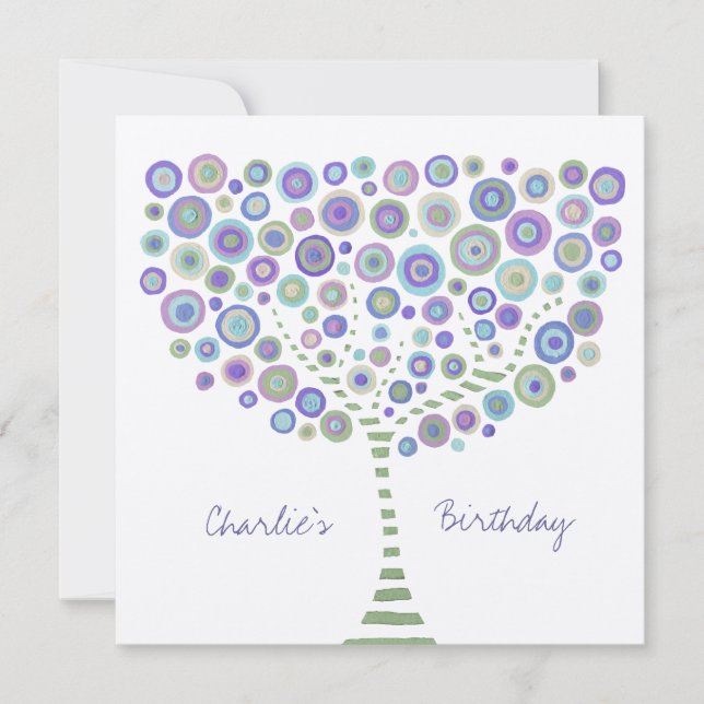 Birthday Unisex Tree Retro Personalized Invitation (Front)