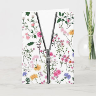 Birthday Unzipped Zipper on Wildflower Pattern Card