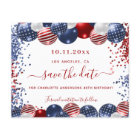 Birthday USA red white blue budget save the date