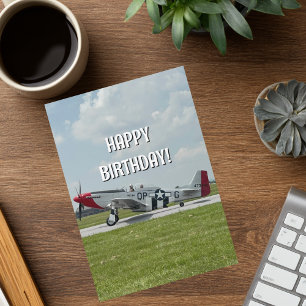 Birthday Vintage Airplane Photo Pilot Cool Fun Card
