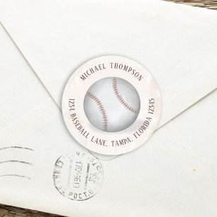Birthday Vintage Baseball All Star Return Address Classic Round Sticker
