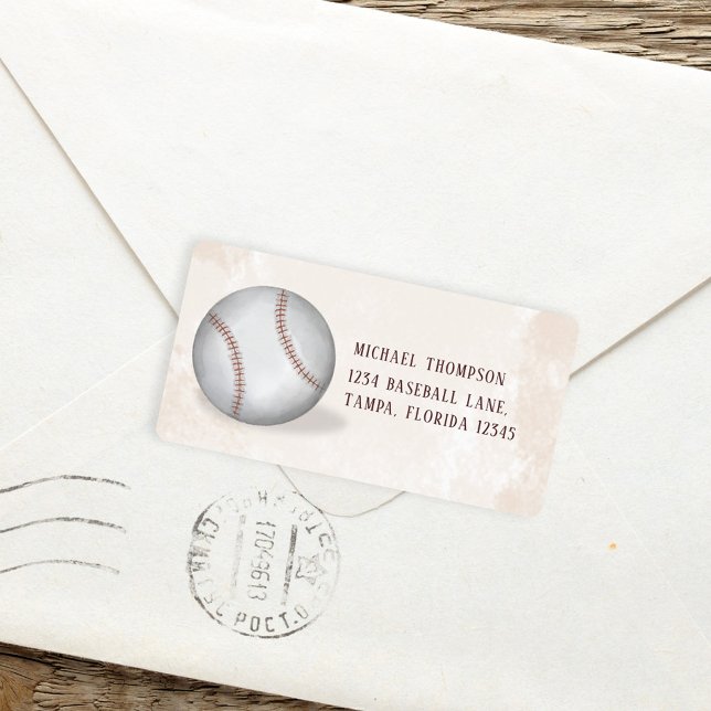 Birthday Vintage Baseball All Star Return Address Label (Creator Uploaded)