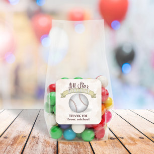 Birthday Vintage Baseball All Star Thank You Square Sticker