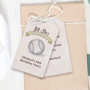Birthday Vintage Baseball Retro Custom Gift Tags