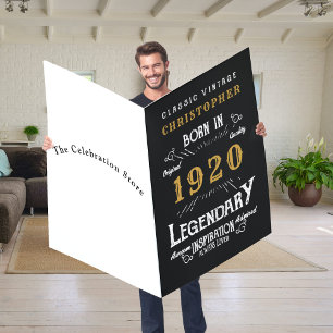 Birthday Vintage Black Gold Add Your Name And Year Card