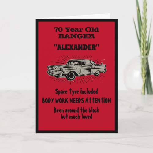Birthday Vintage Car Create My Own Funny Red Card