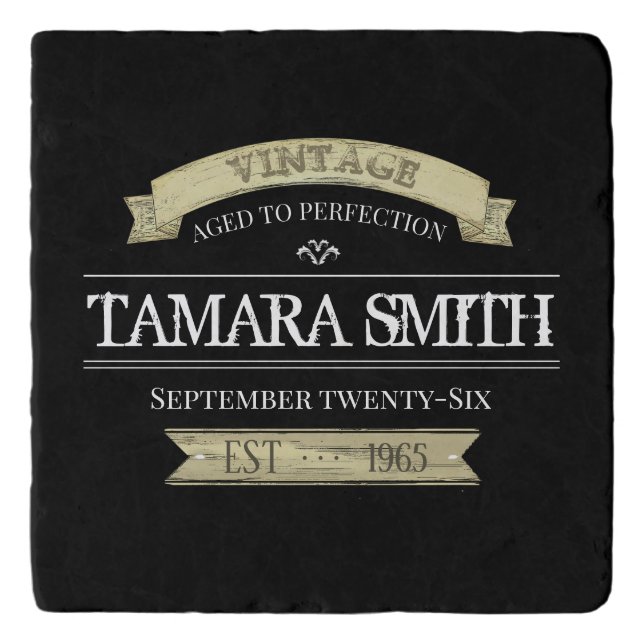 Birthday Vintage Cute Whimsical Sign Funny Trivet (Front)