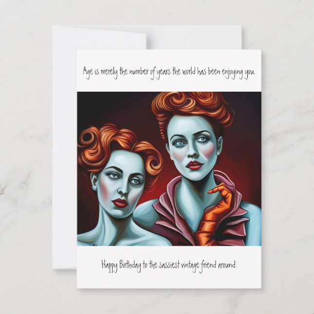 Birthday Vintage friend funny Note Card (Front)
