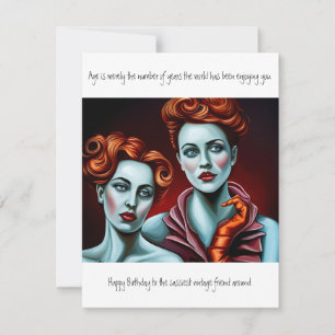 Birthday Vintage friend funny Note Card