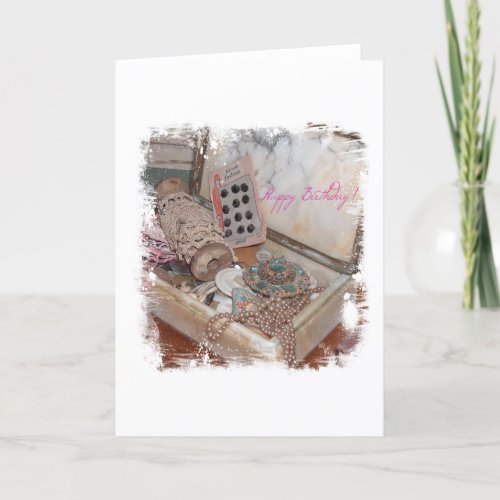Birthday Vintage Jewerly and Buttons Card