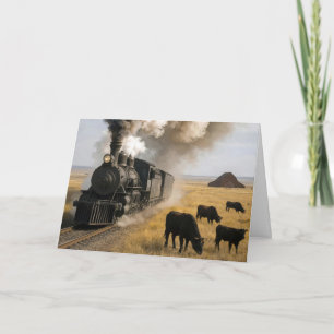 Birthday Vintage Locomotive Train Card