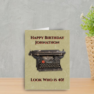 Birthday Vintage Manual Typewriter for Writers Tan Card