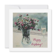 Birthday vintage pink flowers card by Pola.B. Alex