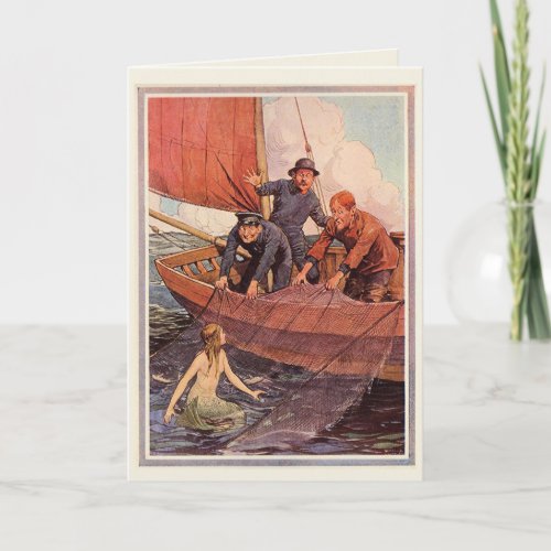 Birthday Vintage Sailors Mermaid Catch Card