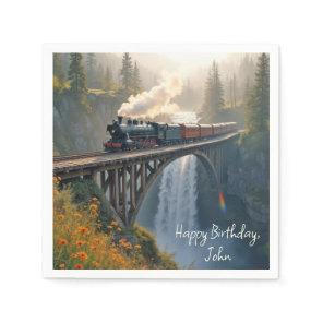 Birthday Vintage Steam Locomotive On a Trestle Napkins