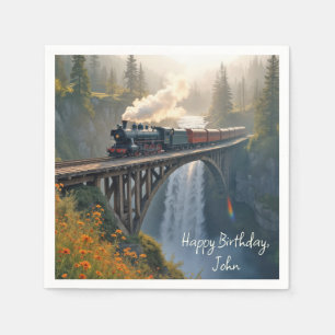 Birthday Vintage Steam Locomotive On a Trestle Napkins