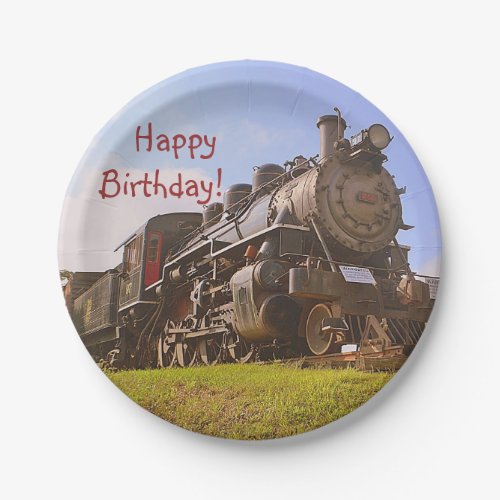 Birthday Vintage Steam Train Paper Plates