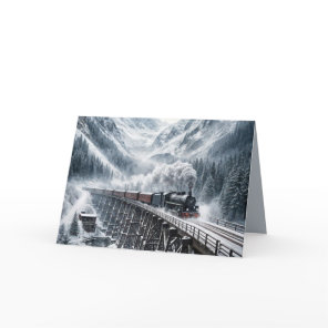 Birthday Vintage Train On a Mountain Trestle Card
