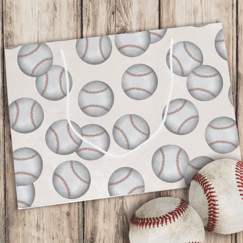 Birthday Vintage Whimsical Baseball All Star Party Large Gift Bag