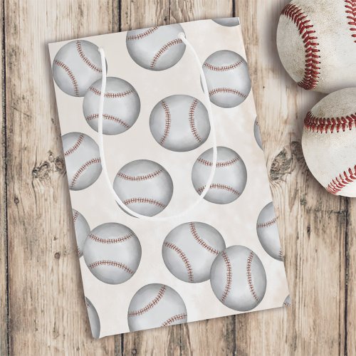 Birthday Vintage Whimsical Baseball All Star Party Medium Gift Bag