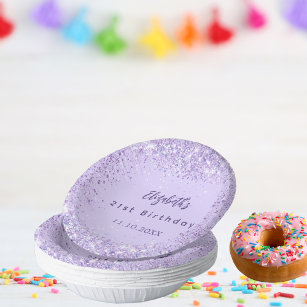 Birthday violet confetti elegant girly paper bowls