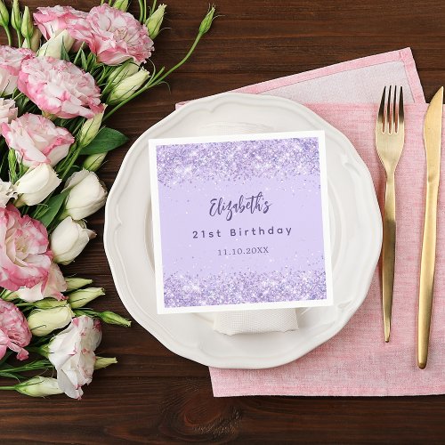 Birthday violet confetti elegant napkins