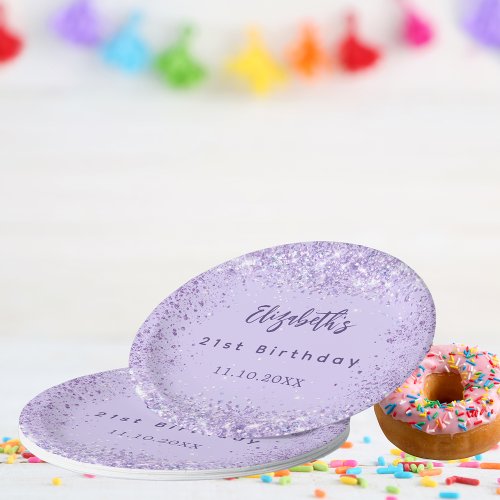Birthday violet confetti elegant paper plates