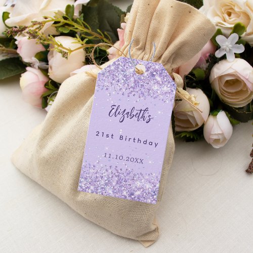 Birthday violet confetti stylish gift tags