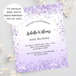 Birthday violet lavender budget invitation flyer
