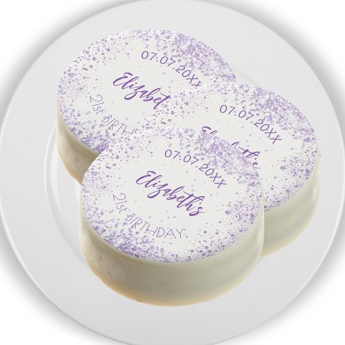 Birthday violet white confetti elegant chocolate covered oreo