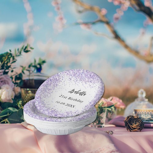 Birthday violet white confetti paper bowls