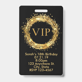 Birthday VIP Pass Badge Invitation