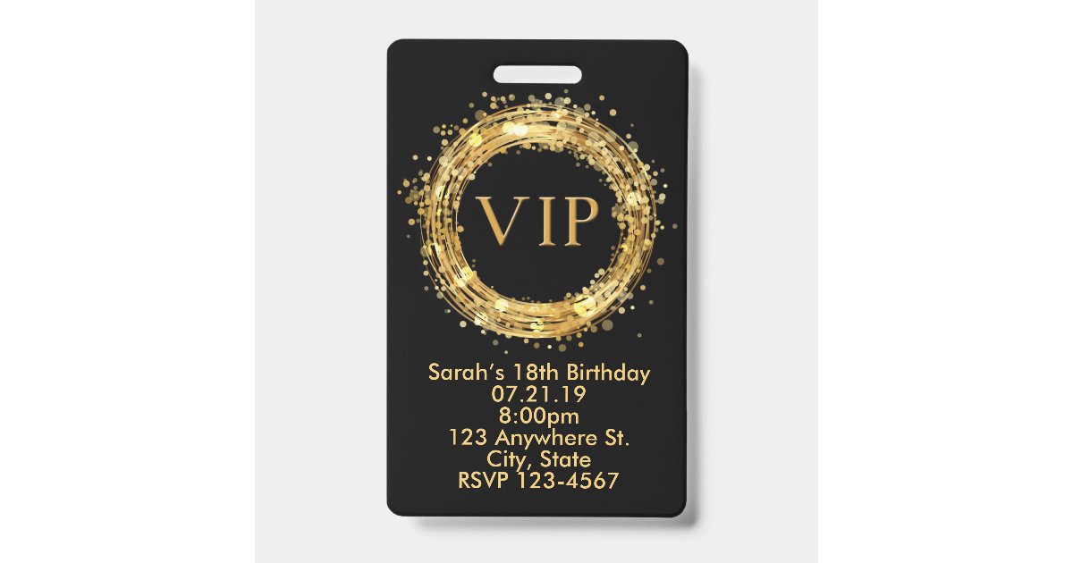 Vip Birthday Sign Birthday VIP Pass Badge Invitation | Zazzle