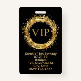 Birthday VIP Pass Badge Invitation