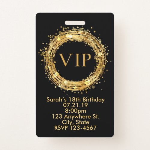 Birthday VIP Pass Badge Invitation