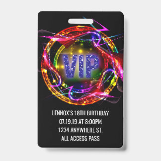 Birthday VIP Pass Badge Invitation