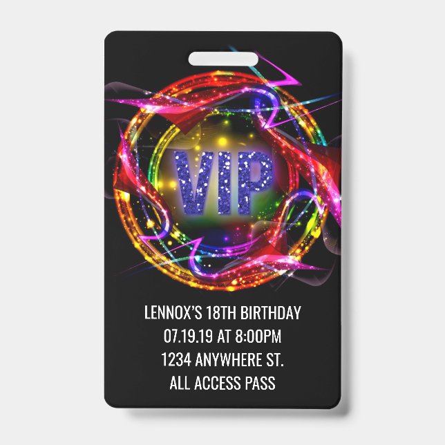 Birthday VIP Pass Badge Invitation (Front)