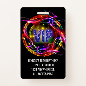Birthday VIP Pass Badge Invitation