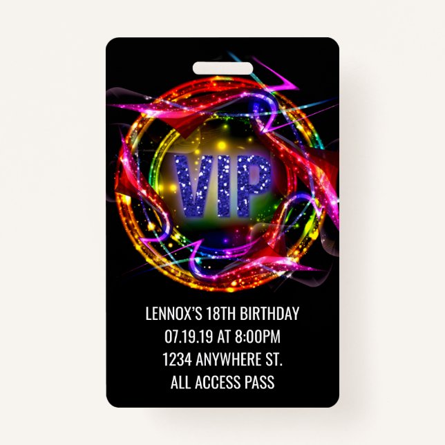 Birthday VIP Pass Badge Invitation (Front)
