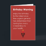 Birthday Warning A Funny Happy Birthday Poem Card<br><div class="desc">A funny Happy Birthday card,  featuring a bad poem and illustration,  that provide a warning to enjoy this birthday to the fullest. Our character,  tillie,  is smiling and wearing a birthday hat.</div>