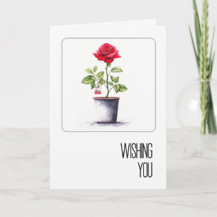Birthday Watercolor Red Rose Bush Card