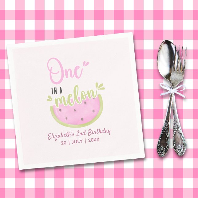 Birthday watermelon Girl one in a melon Napkins (Creator Uploaded)