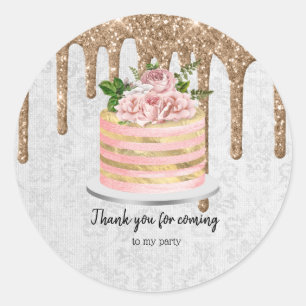 Birthday Wedding Cake Drips Classic Round Sticker