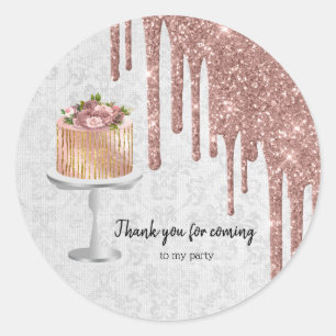 Birthday Wedding Cake Drips Classic Round Sticker