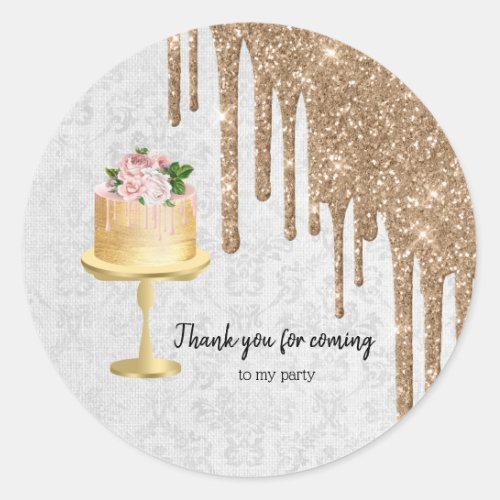Birthday Wedding Cake Drips Classic Round Sticker