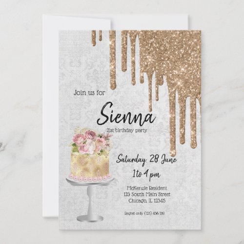 Birthday Wedding Cake Drips Invitation