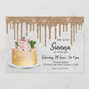 Birthday Wedding Cake Drips Invitation